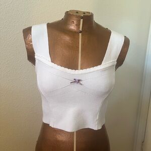 Free People White Knit Cropped Top